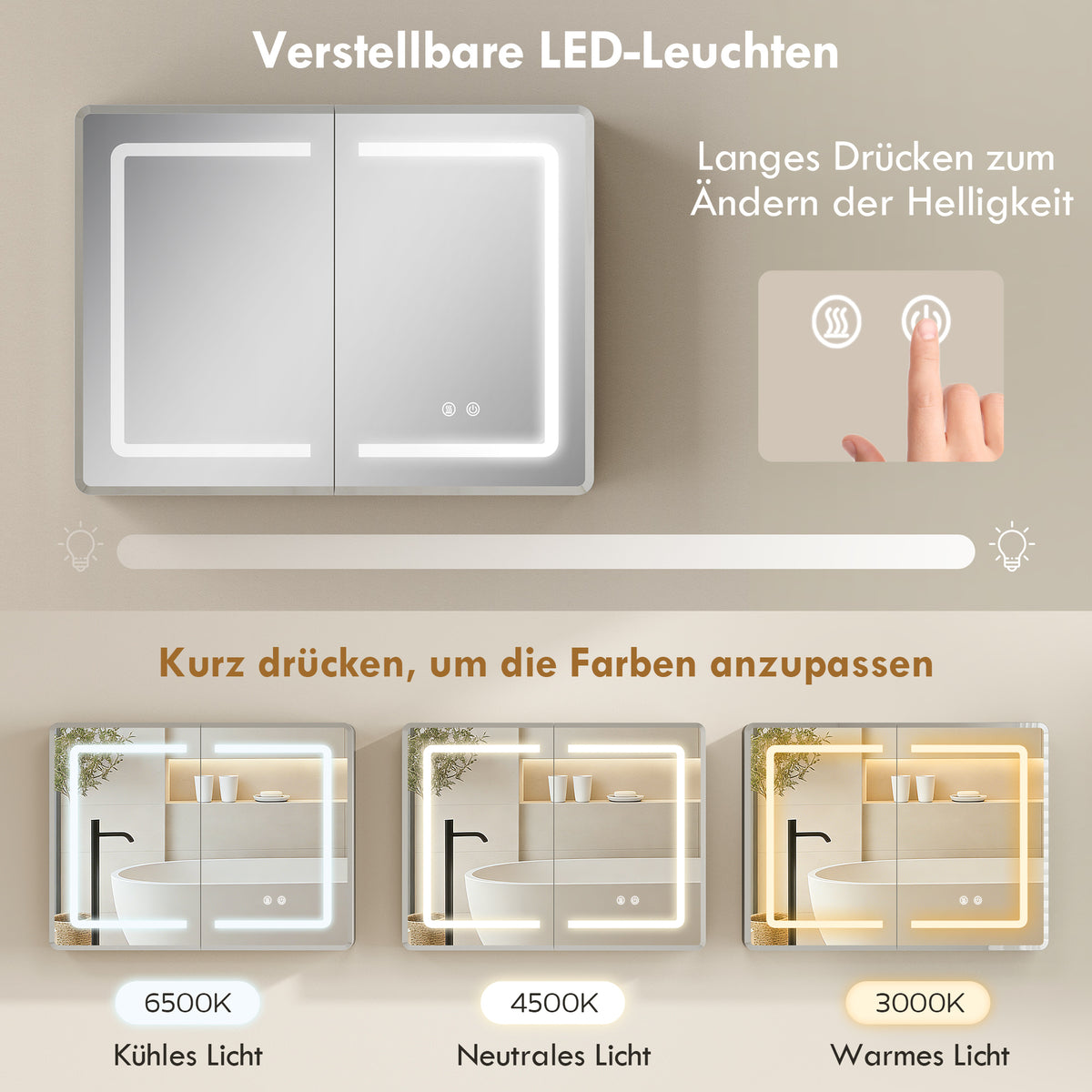Badezimmer-Spiegelschrank mit LED-Beleuchtung