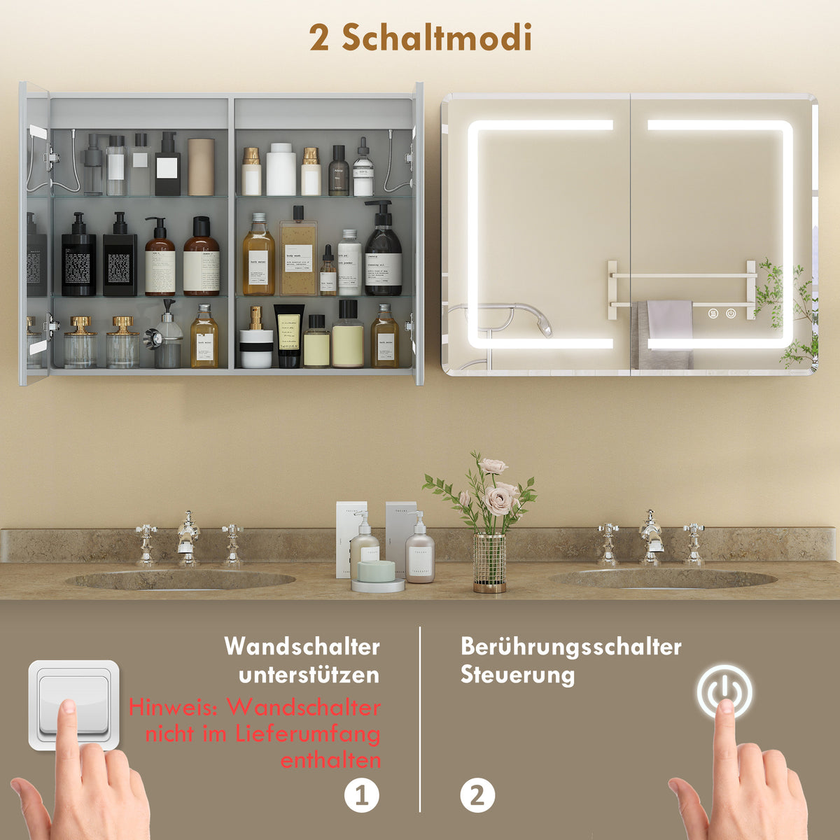 Badezimmer-Spiegelschrank mit LED-Beleuchtung