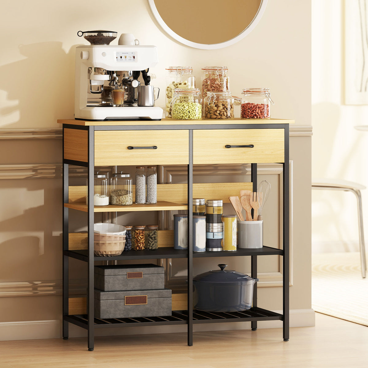 Sideboard mit 2 Schubladen und 3 Ablagen