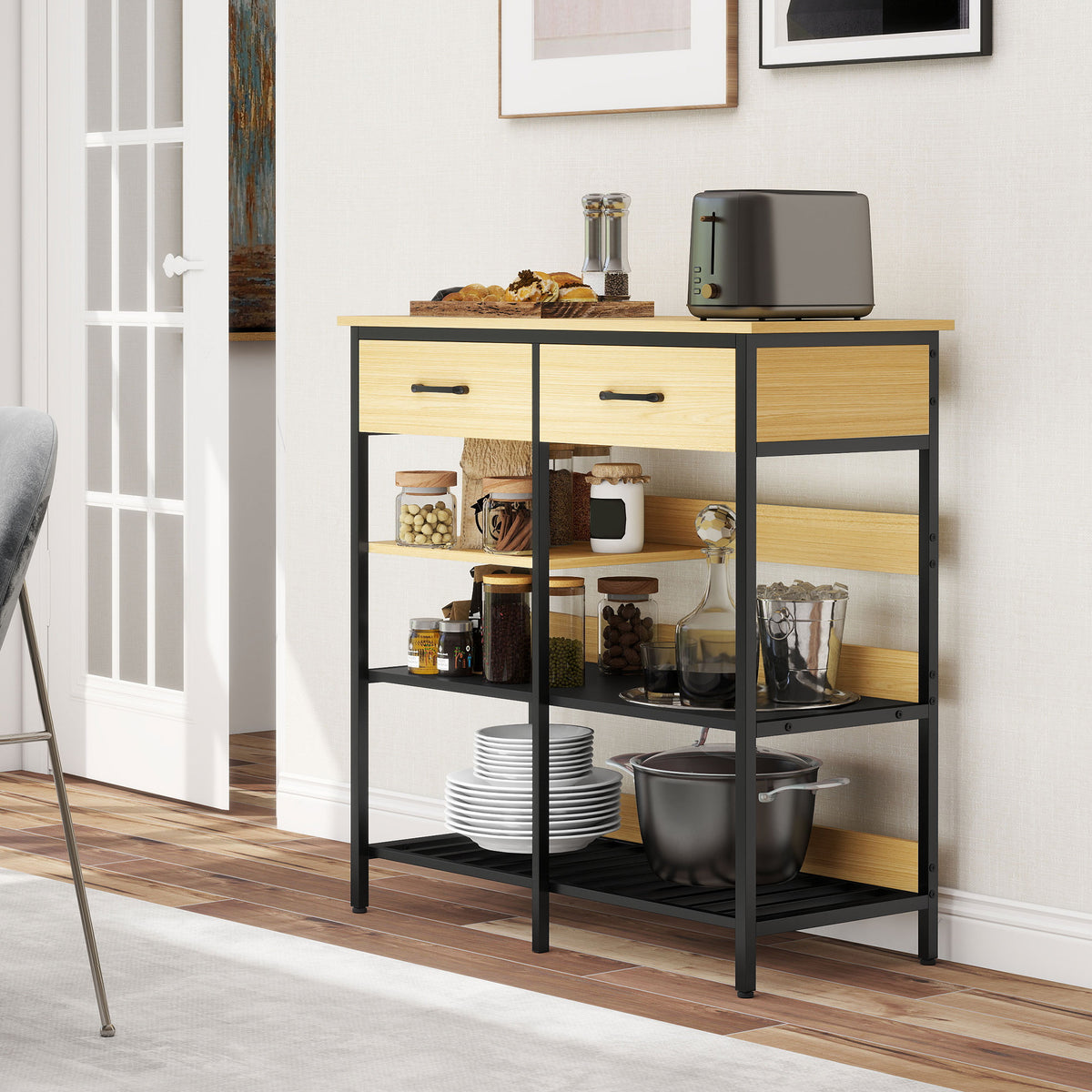 Sideboard mit 2 Schubladen und 3 Ablagen