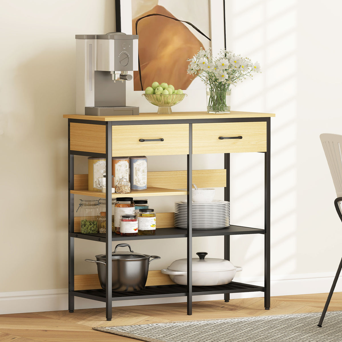 Sideboard mit 2 Schubladen und 3 Ablagen