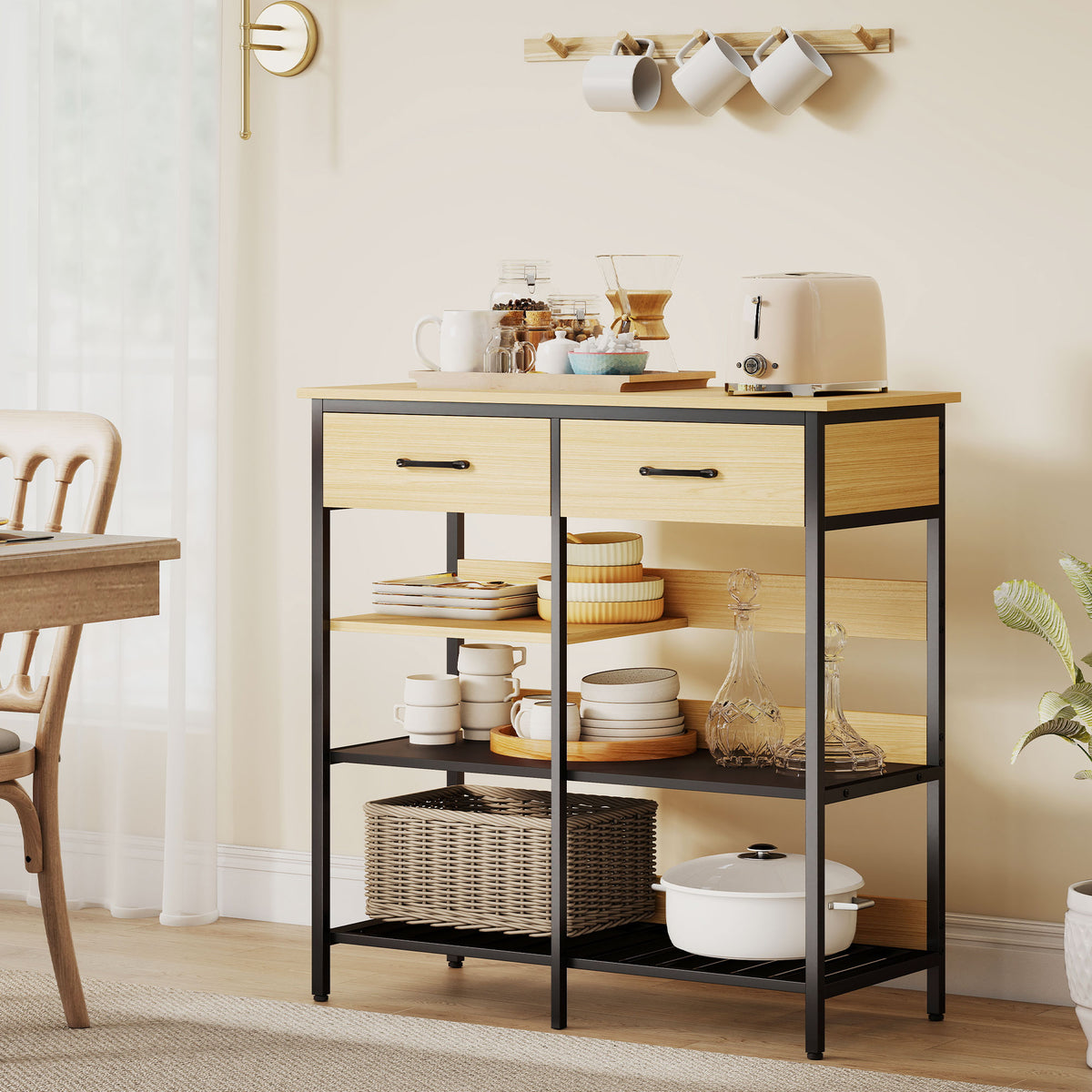 Sideboard mit 2 Schubladen und 3 Ablagen