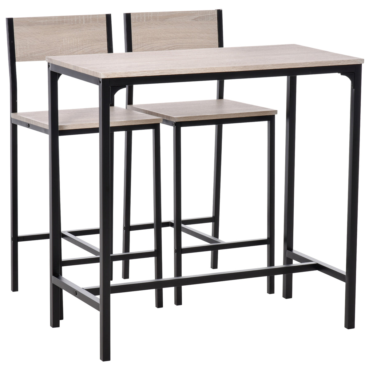 3-teiliges Bartisch-Set mit zwei Barhockern