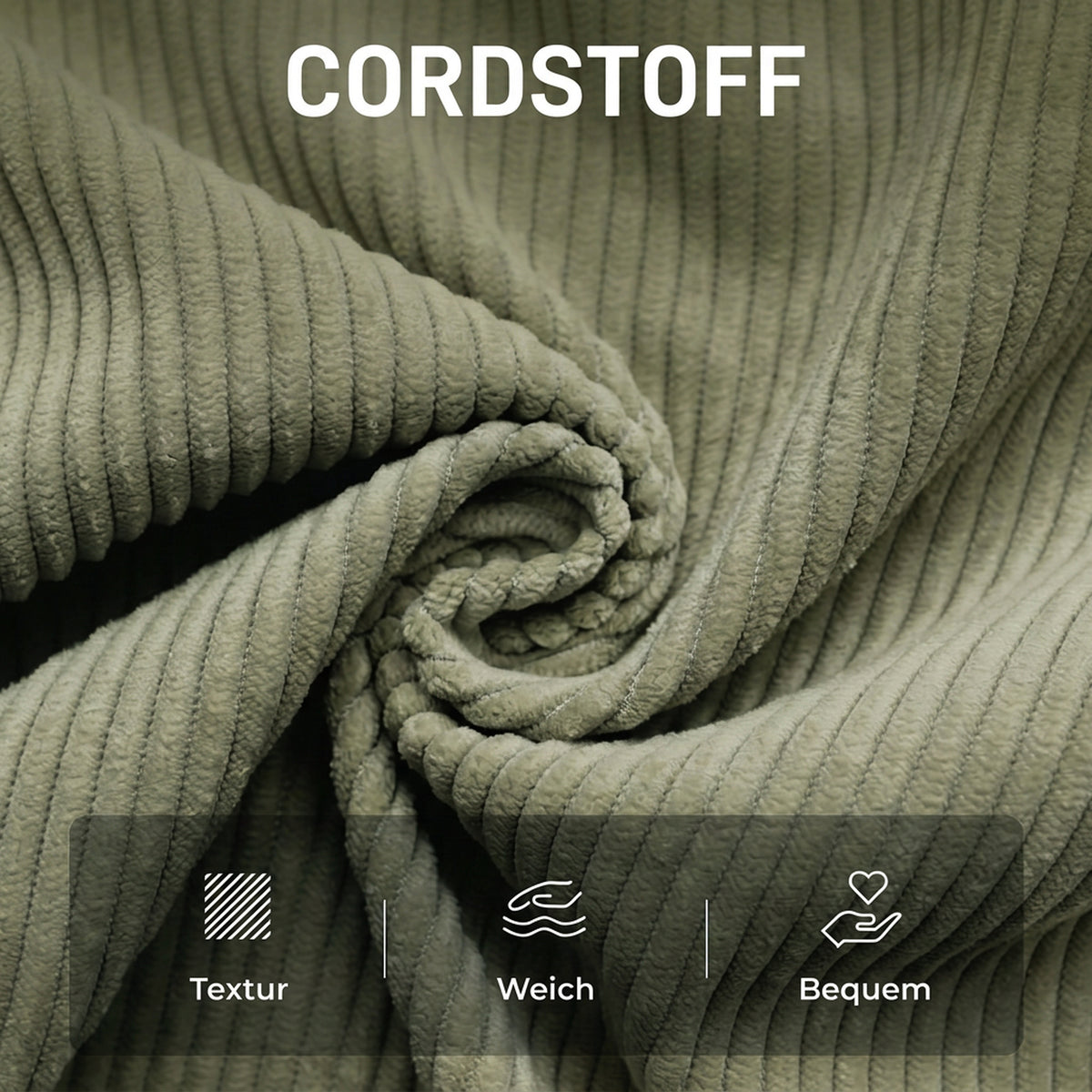 Drehsessel mit Hocker und Cordbezug