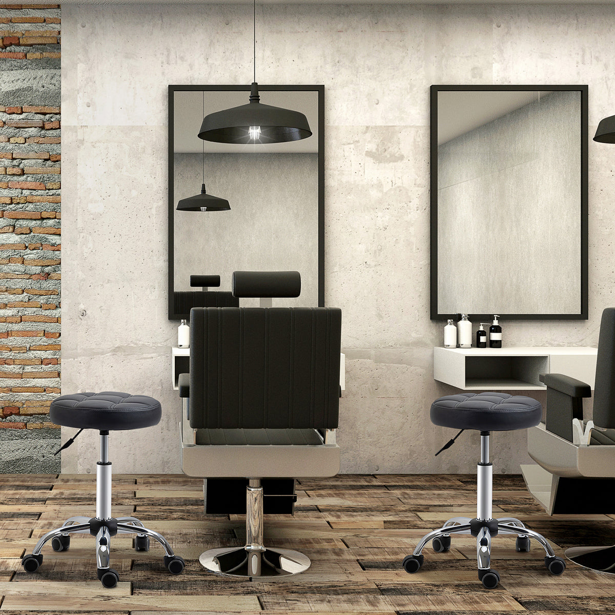 2er-Set Drehhocker höhenverstellbar mit Rollen