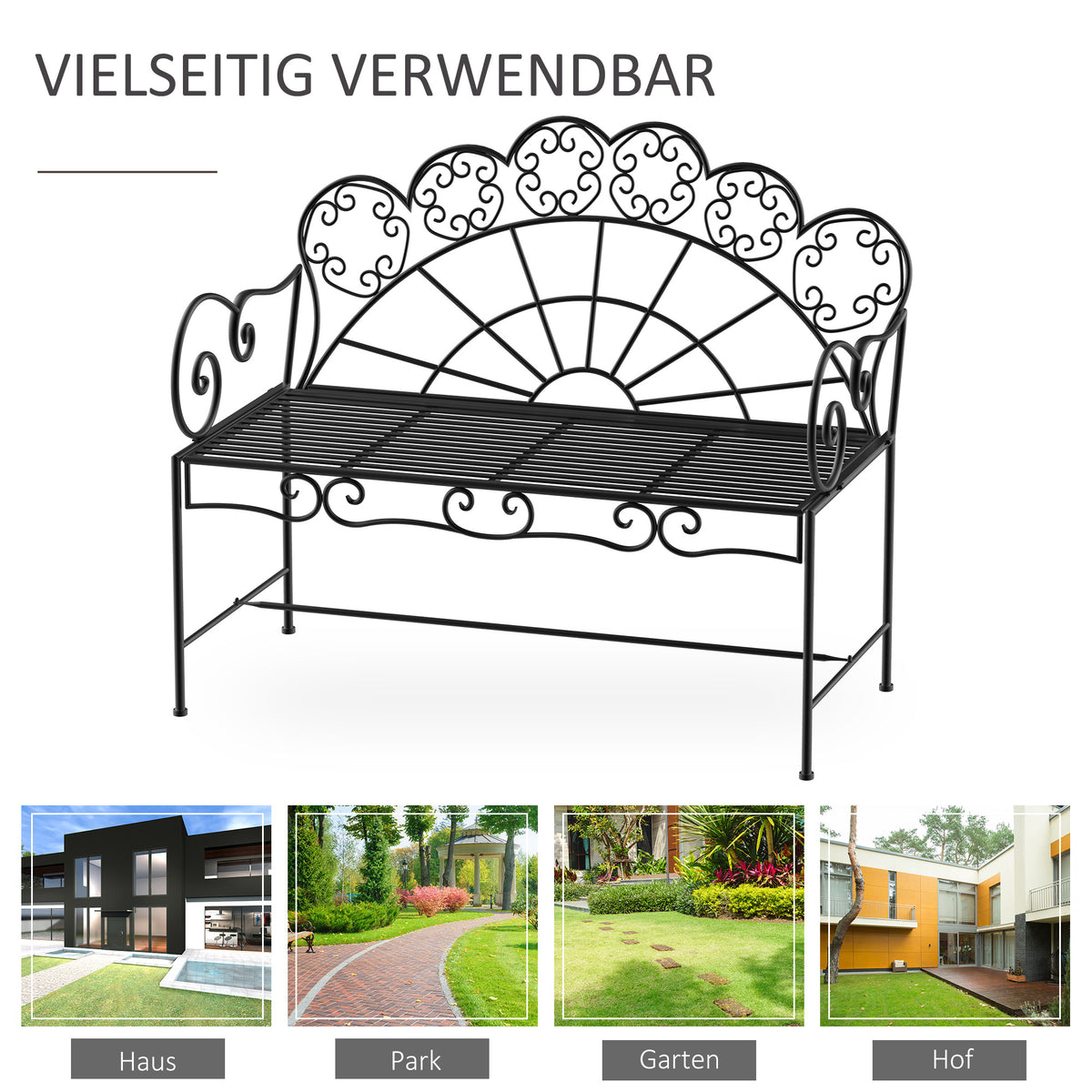 Gartenbank aus Metall für zwei Personen