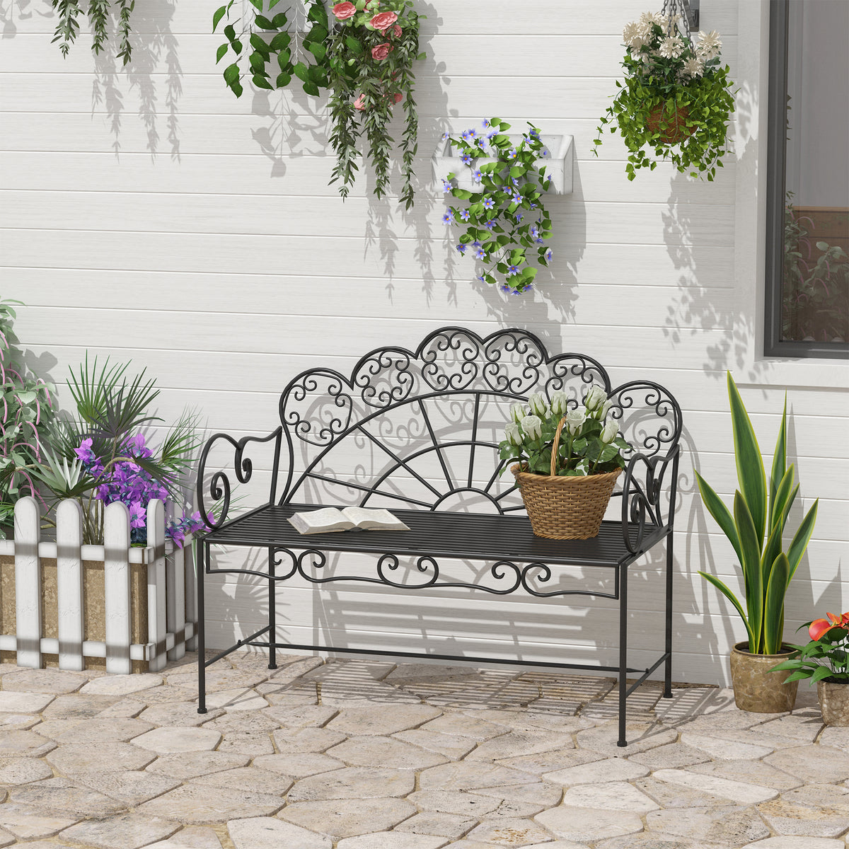 Gartenbank aus Metall für zwei Personen