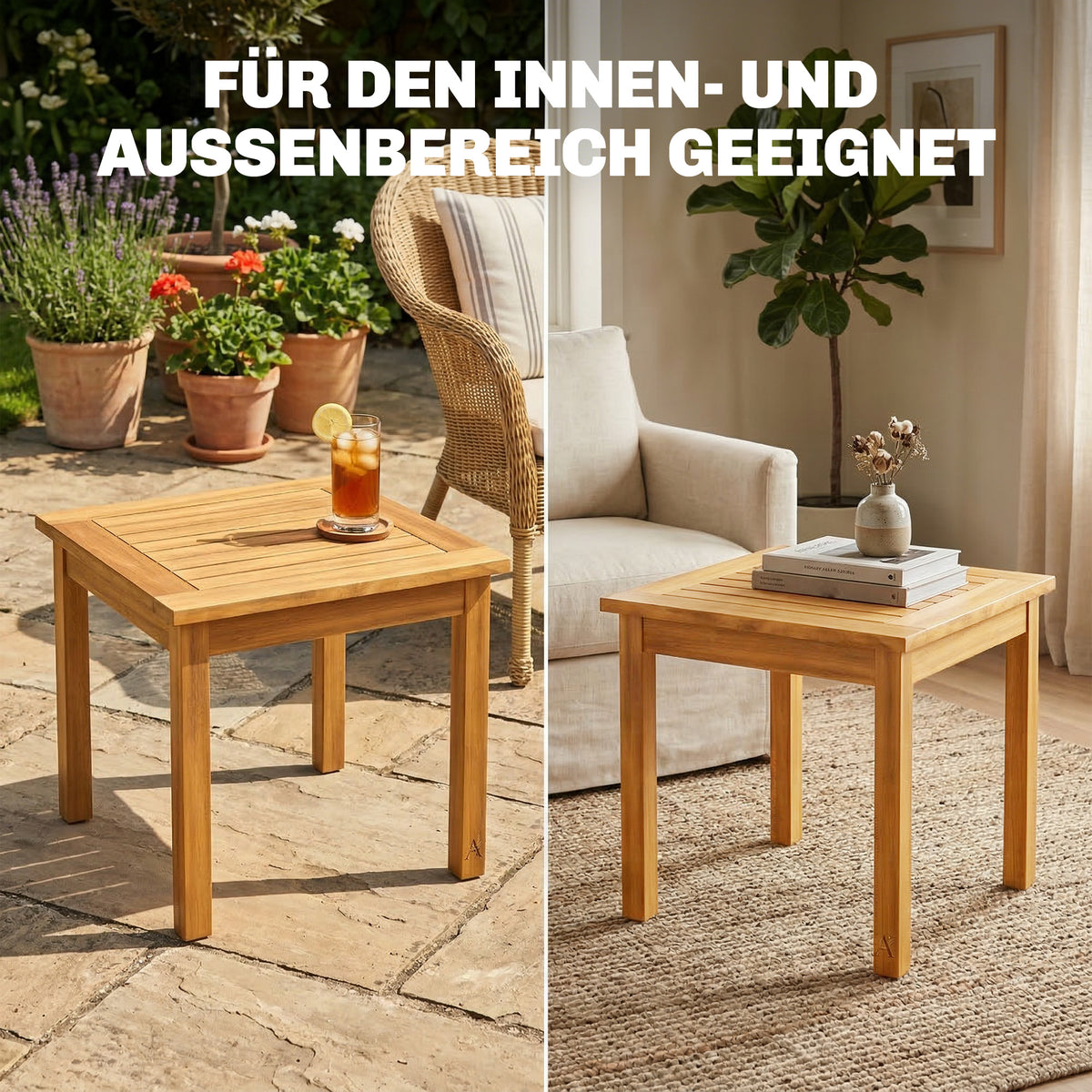 Quadratischer Beistelltisch aus Akazienholz