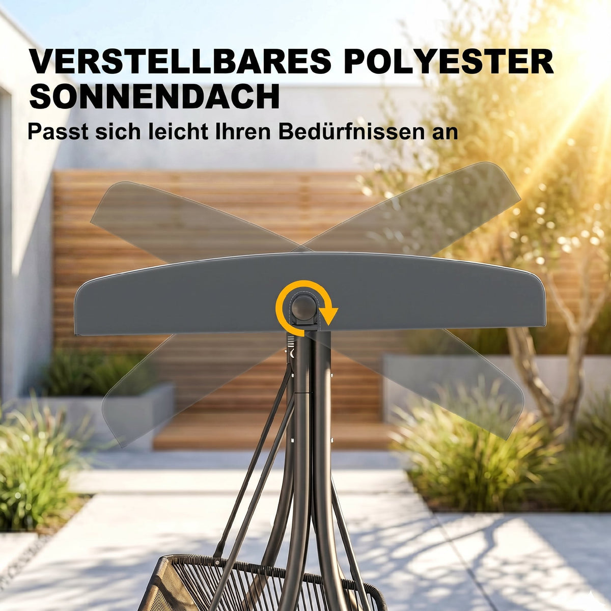 2-Sitzer-Gartenschaukel mit verstellbarem Dach