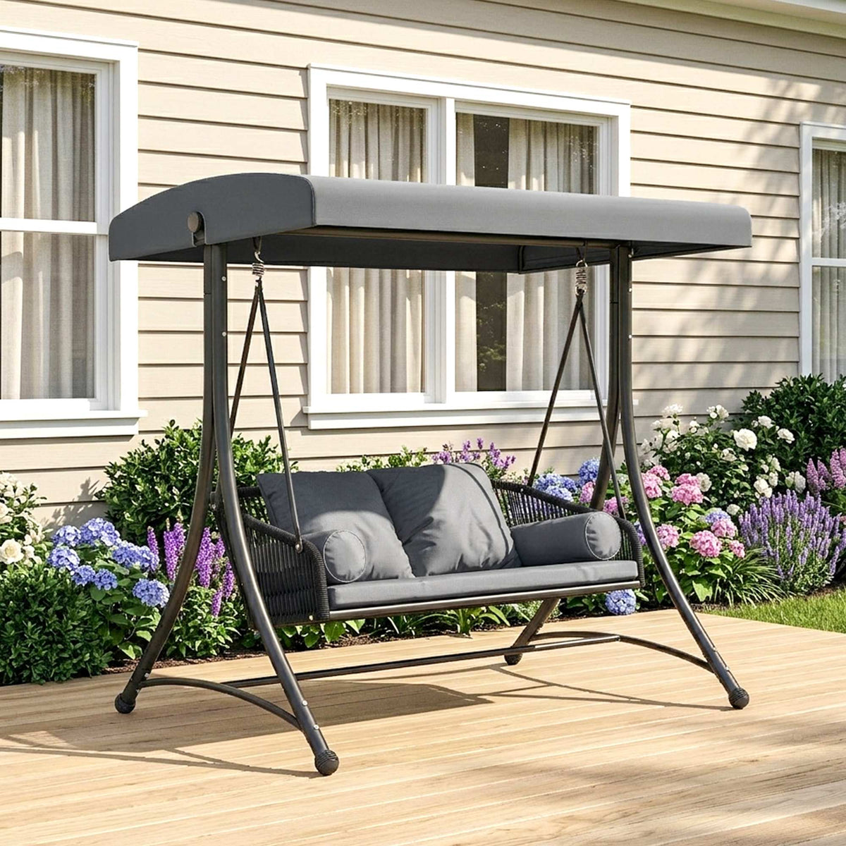 2-Sitzer-Gartenschaukel mit verstellbarem Dach