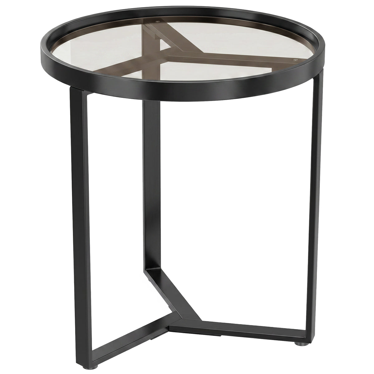 Runder Beistelltisch aus Metall und Glas