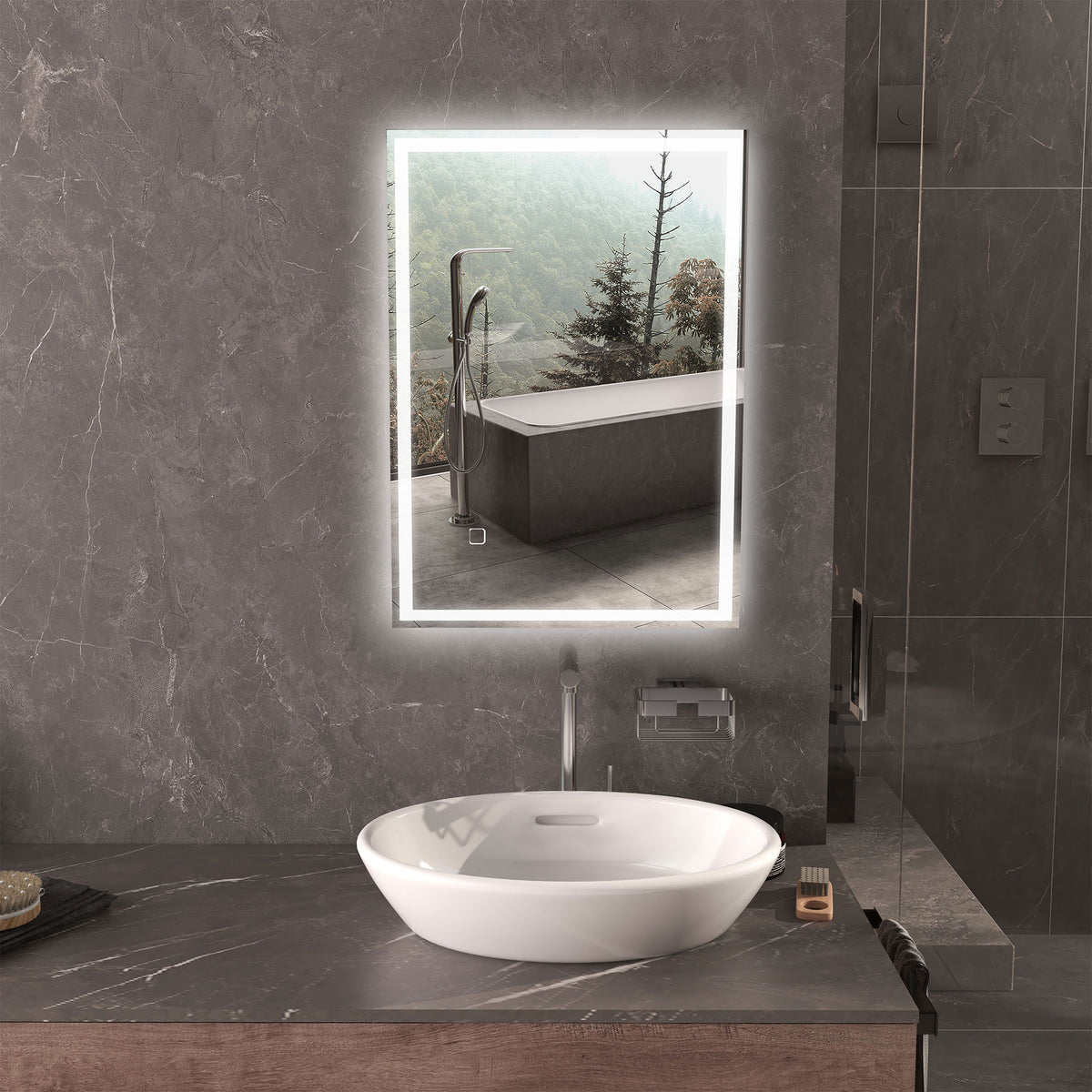 LED-Badspiegel mit Touch-Schalter