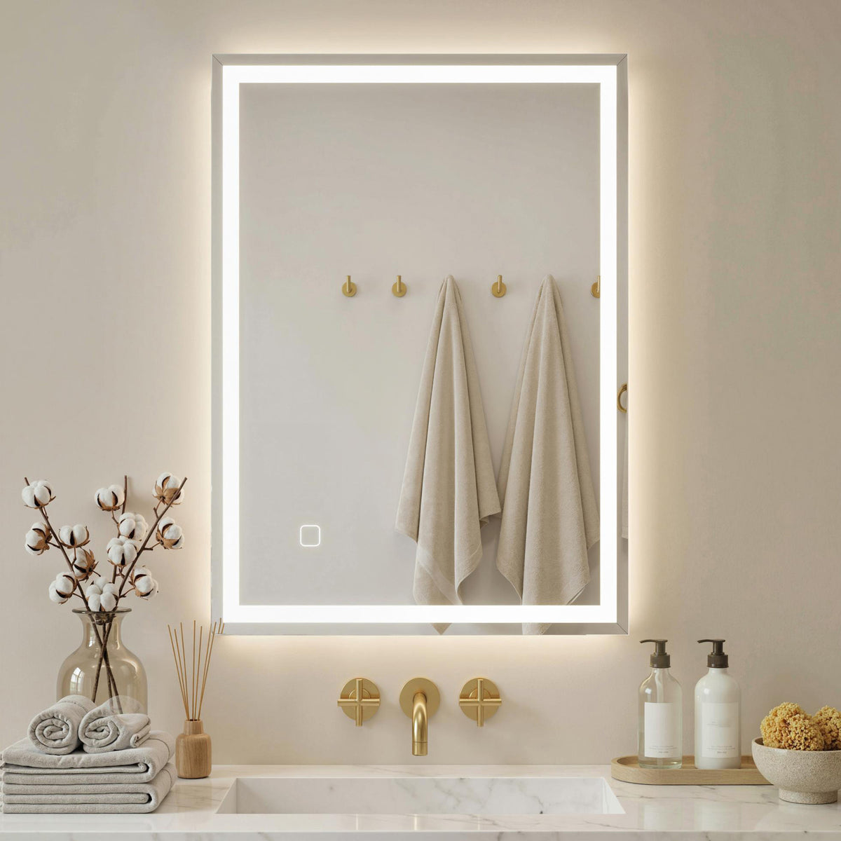 LED-Badspiegel mit Touch-Schalter