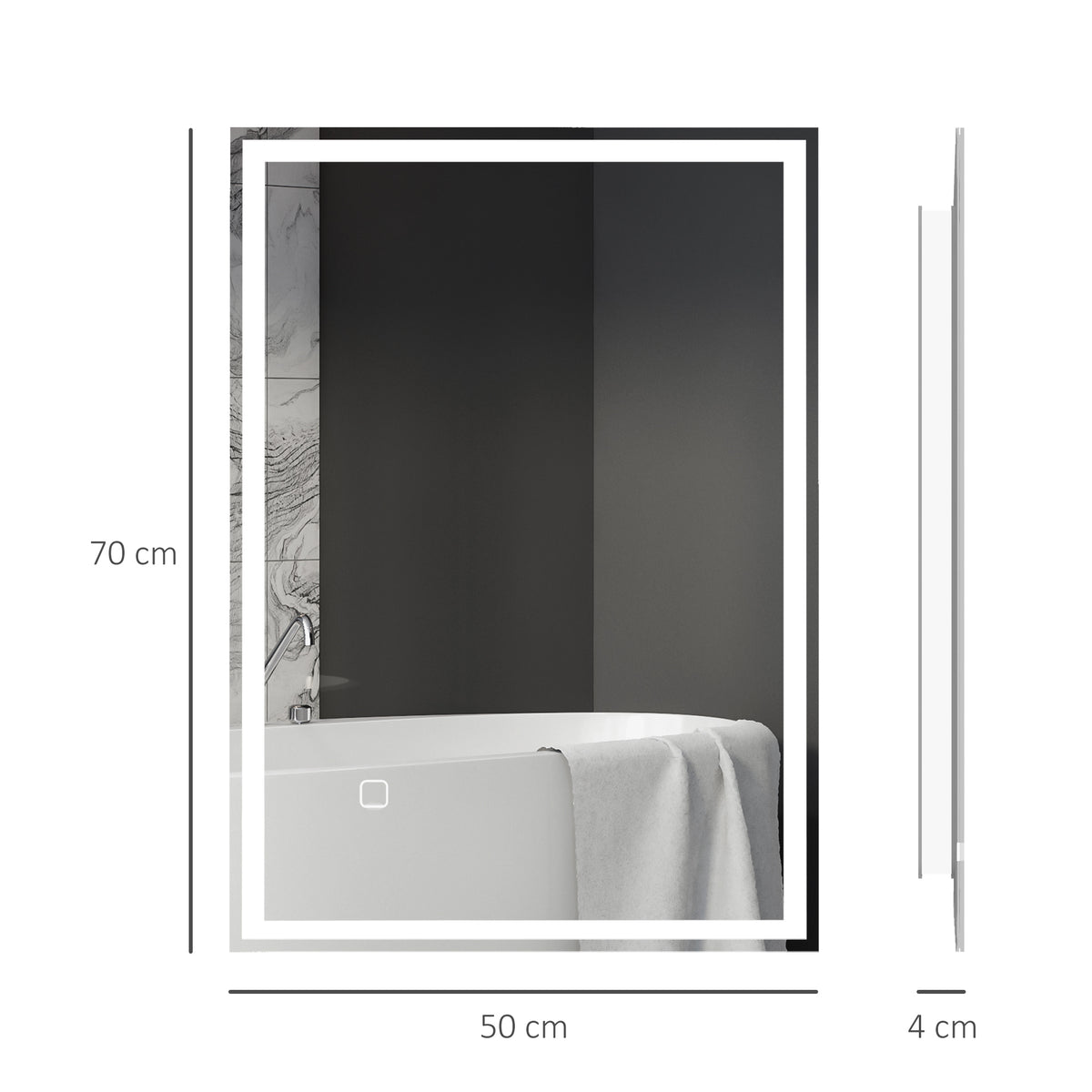 LED-Badspiegel mit Touch-Schalter
