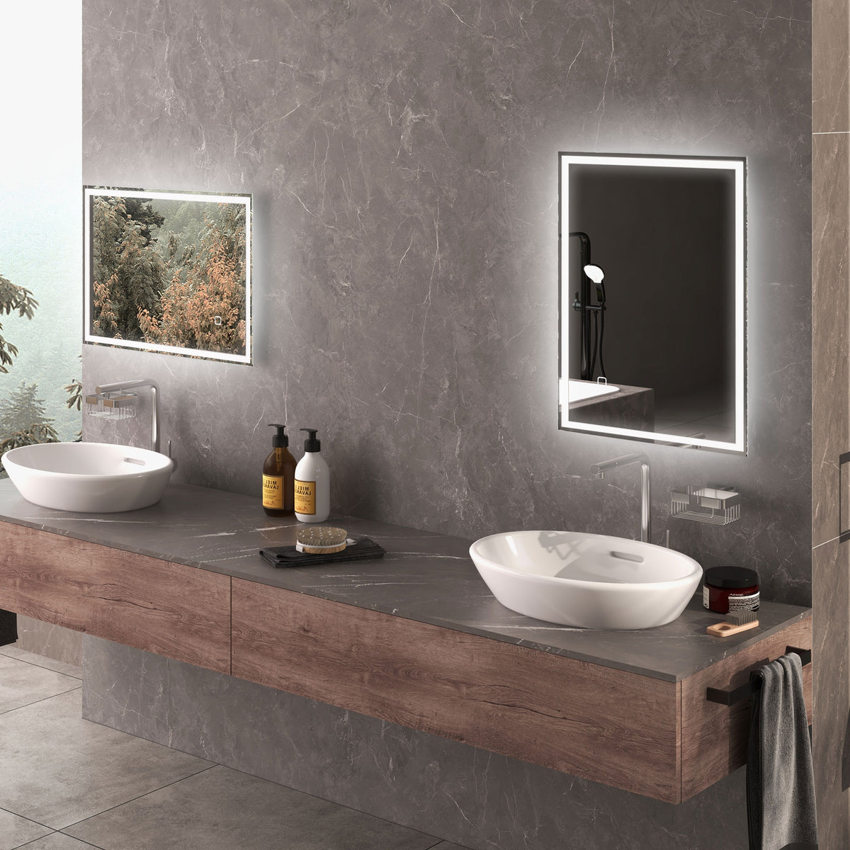LED-Badspiegel mit Touch-Schalter
