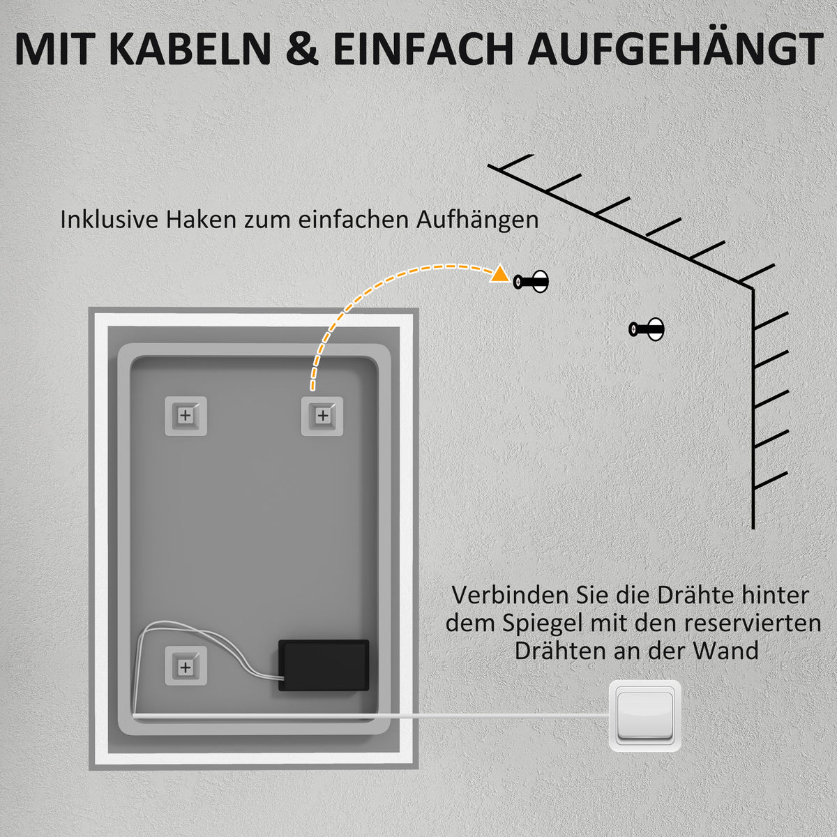 LED-Badspiegel mit Touch-Schalter