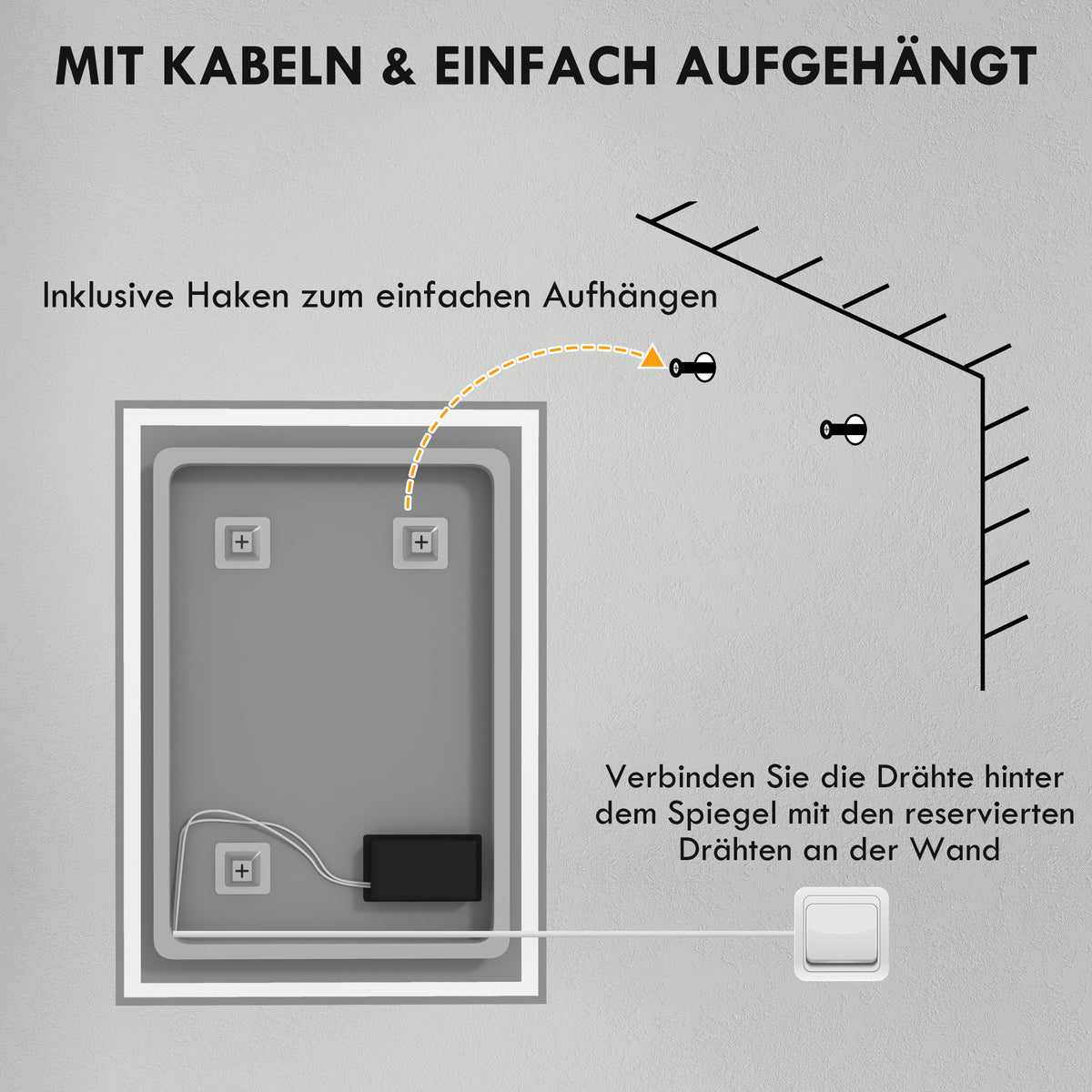 LED-Badspiegel mit Touch-Schalter