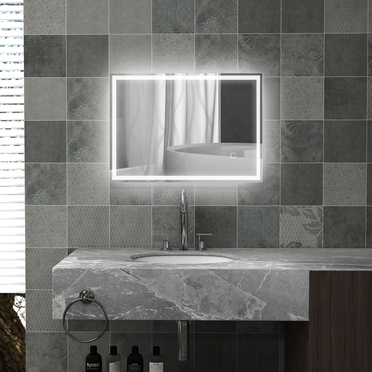 LED-Badspiegel mit Touch-Schalter