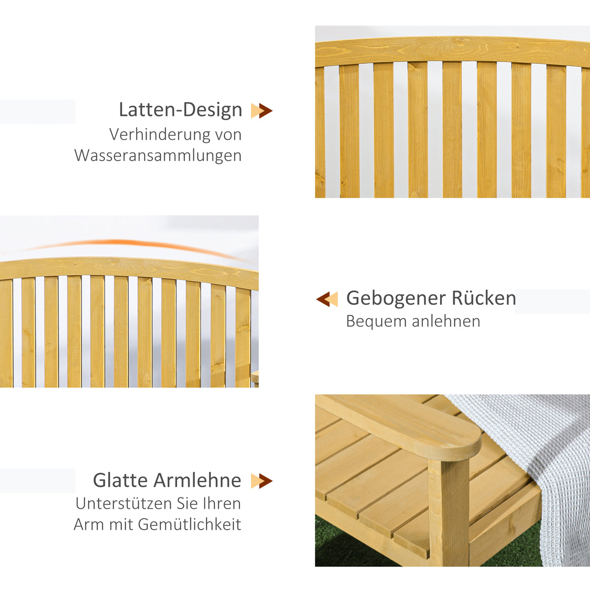 Gartenbank aus Tannenholz mit Rückenlehne