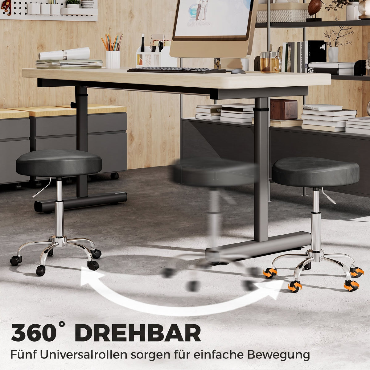 Höhenverstellbarer Rollhocker mit Rollen