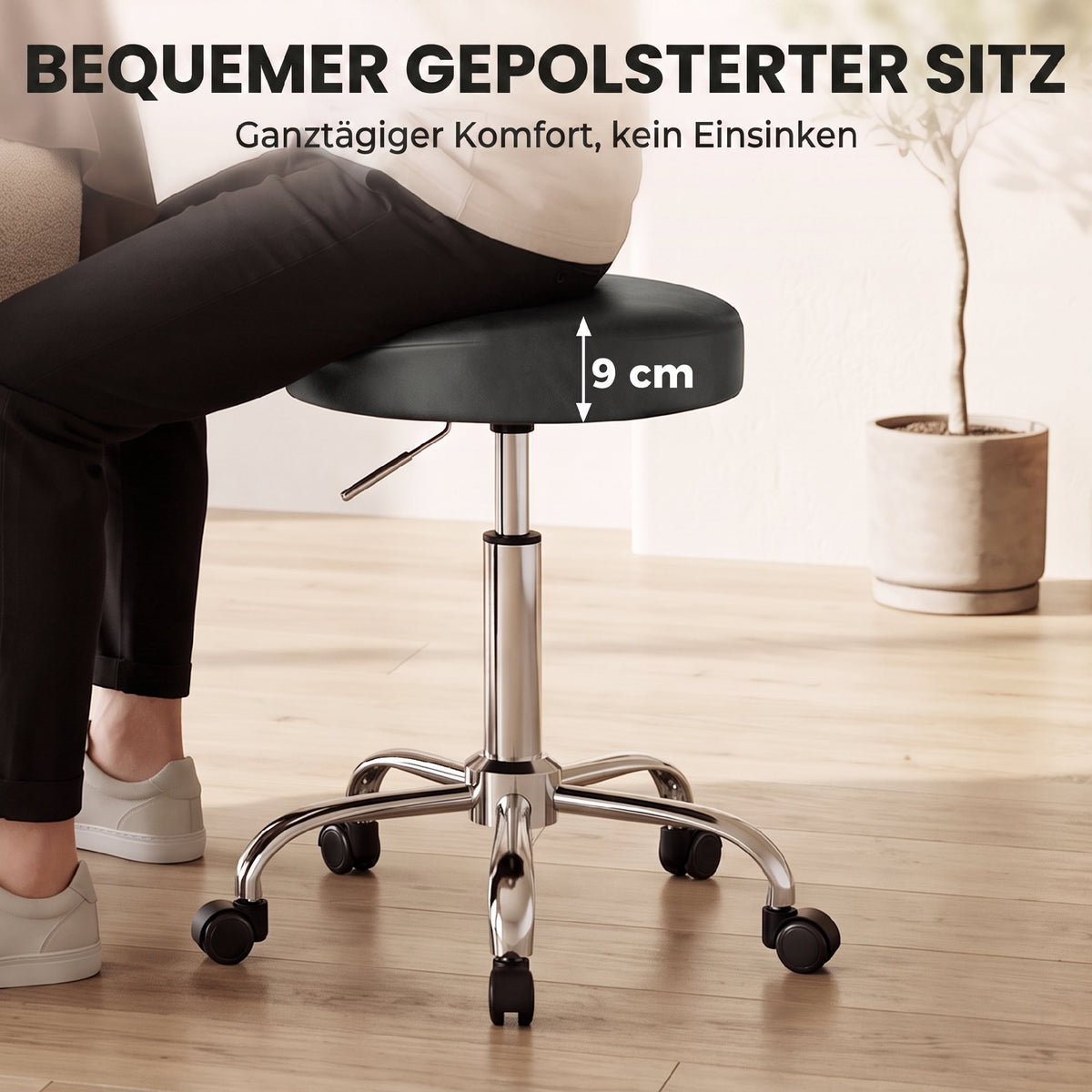 Höhenverstellbarer Rollhocker mit Rollen