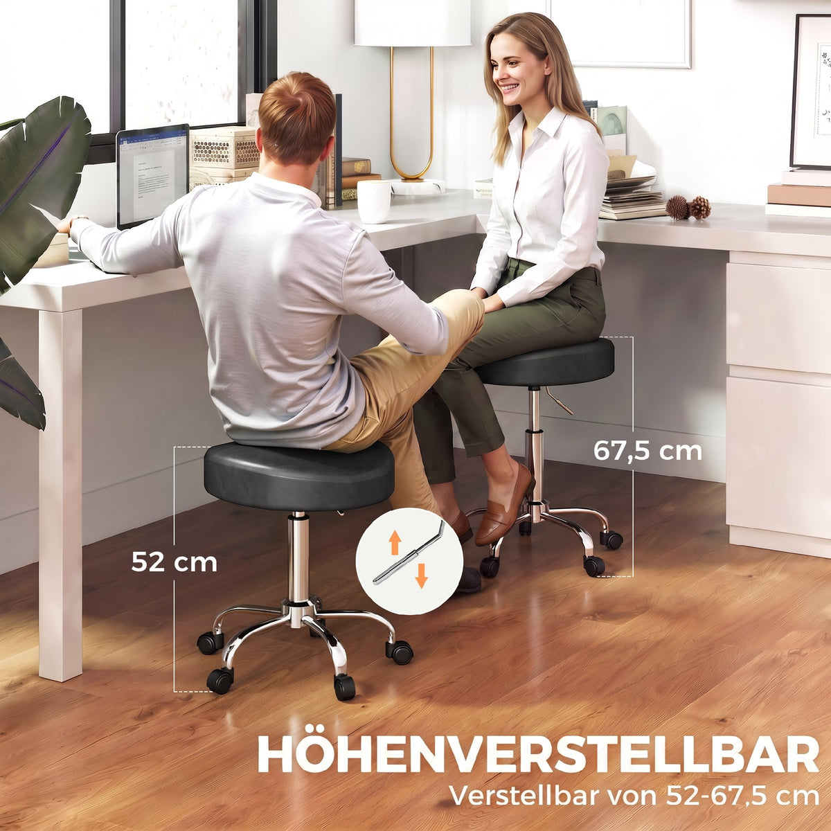 Höhenverstellbarer Rollhocker mit Rollen