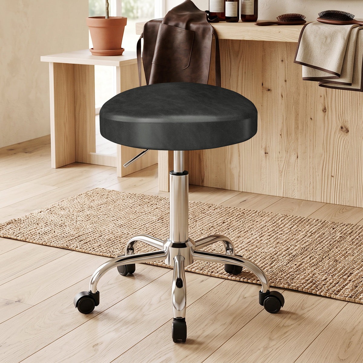Höhenverstellbarer Rollhocker mit Rollen
