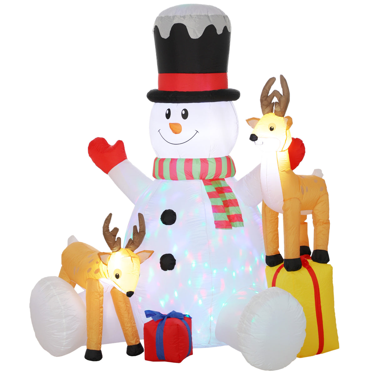 Aufblasbarer Weihnachts-Schneemann mit zwei Rentieren