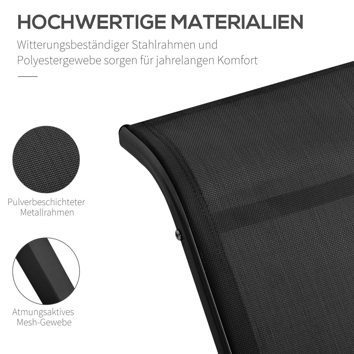 Gartenliegen-Set mit zwei Liegen und Beistelltisch