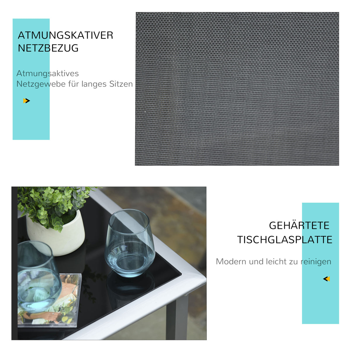 Gartenliegen-Set mit zwei Liegen und Beistelltisch