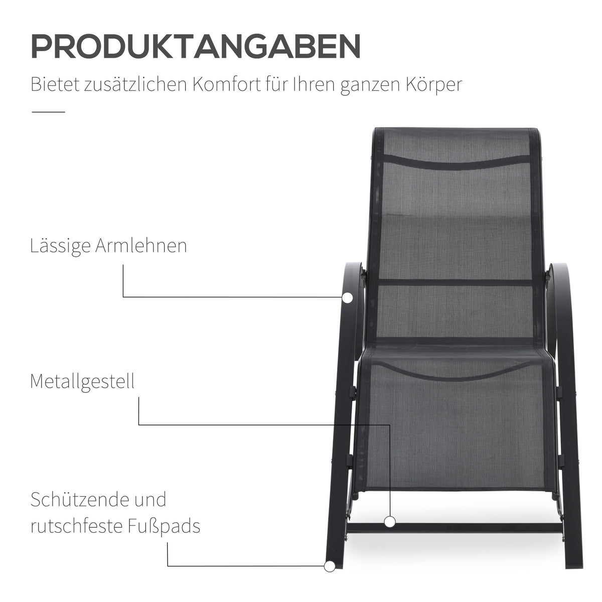Gartenliegen-Set mit zwei Liegen und Beistelltisch