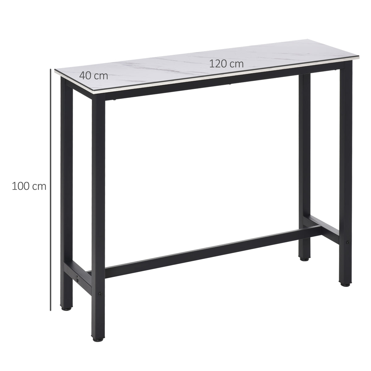 Bartisch in Marmoroptik mit Stahlgestell