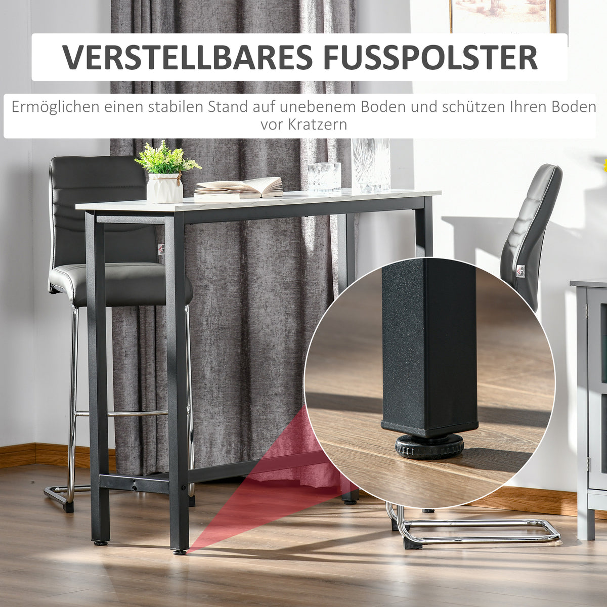 Bartisch in Marmoroptik mit Stahlgestell