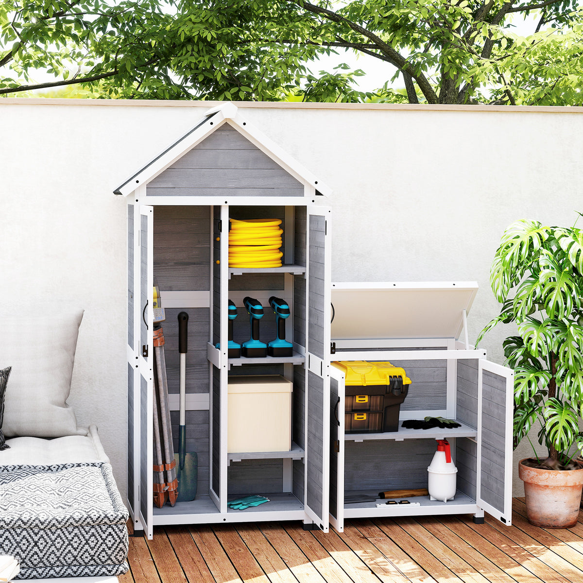 Gartenschuppen mit separatem Geräteschrank aus Tannenholz