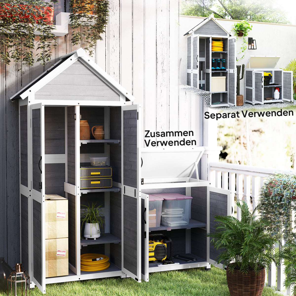 Gartenschuppen mit separatem Geräteschrank aus Tannenholz
