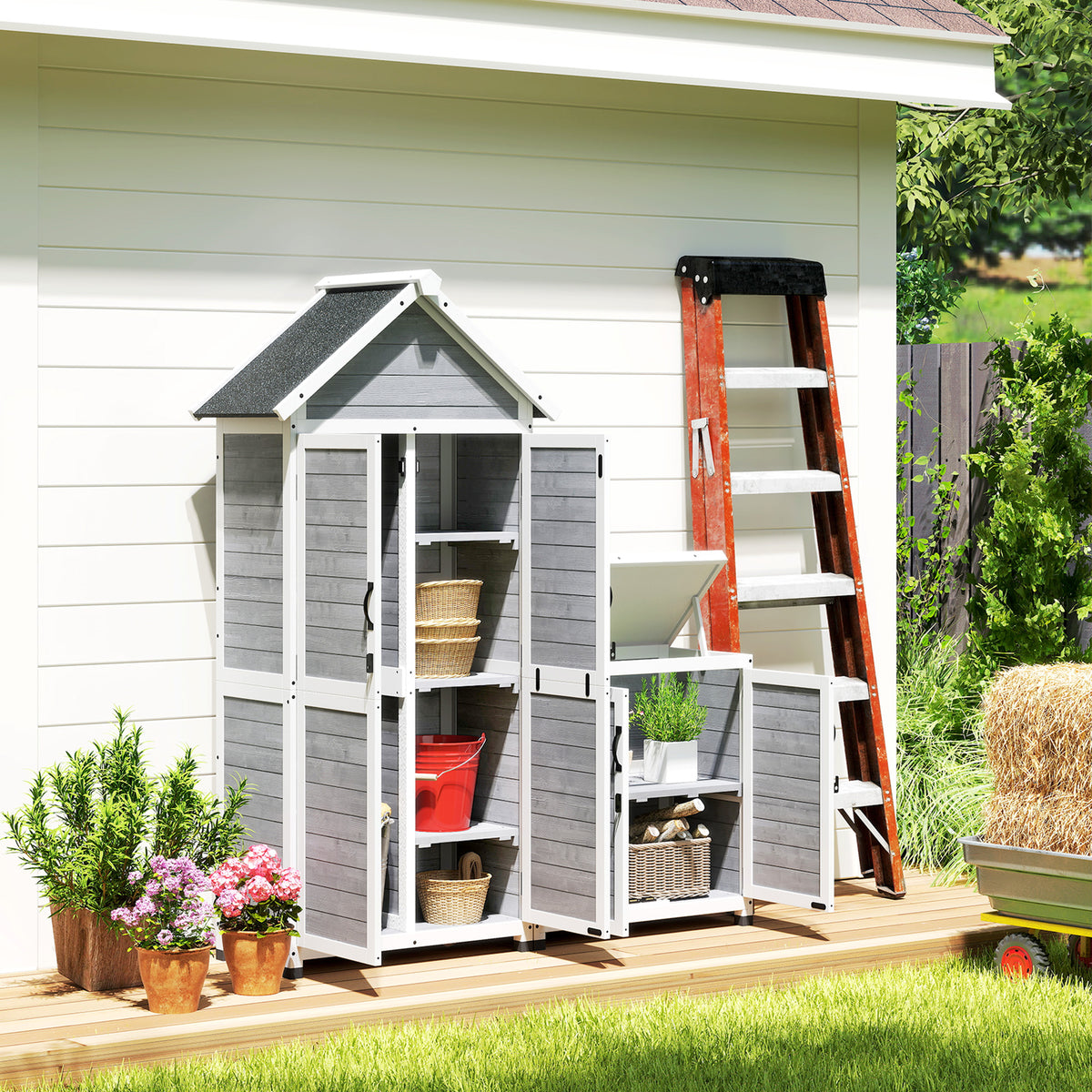 Gartenschuppen mit separatem Geräteschrank aus Tannenholz
