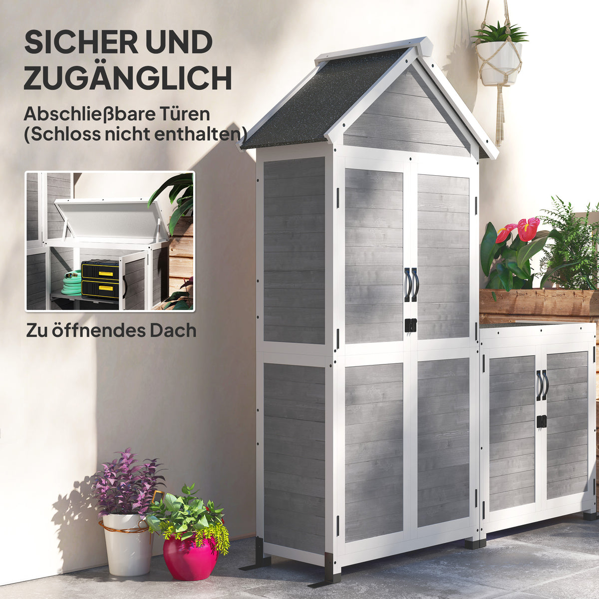 Gartenschuppen mit separatem Geräteschrank aus Tannenholz