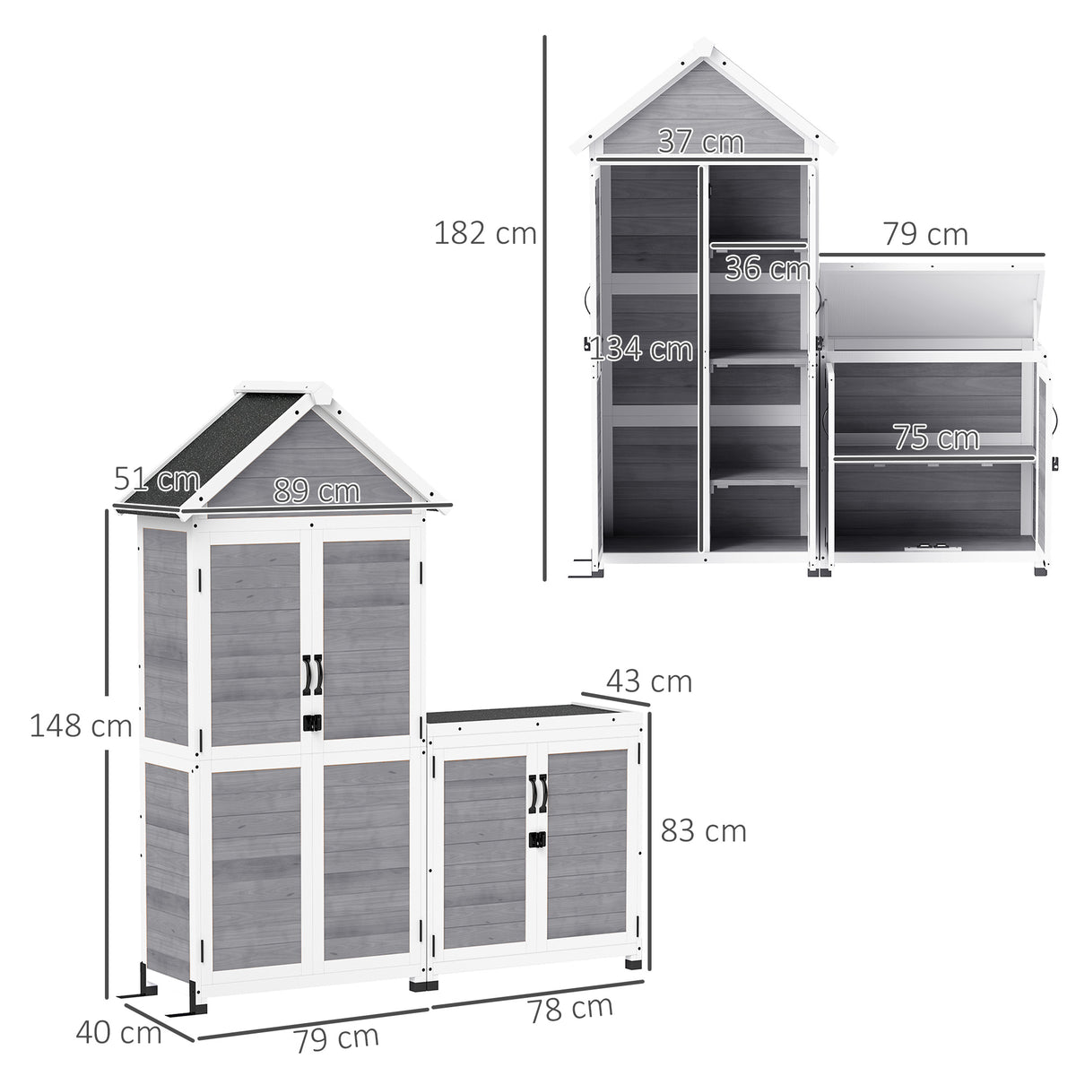 Gartenschuppen mit separatem Geräteschrank aus Tannenholz