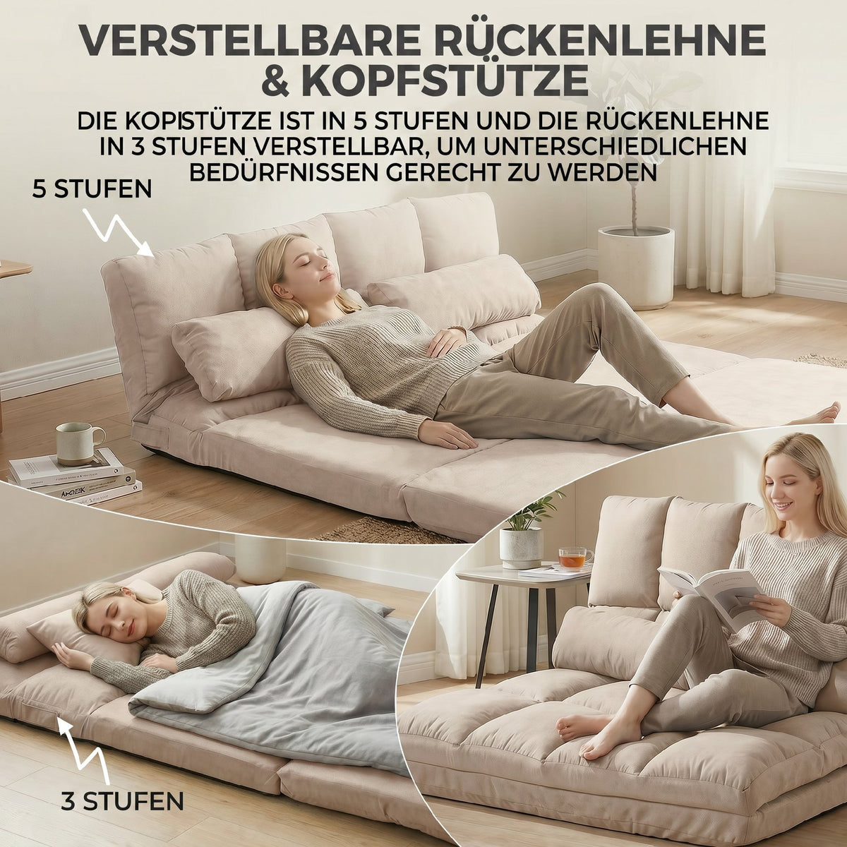 2-in-1-Bodensessel mit verstellbarer Rückenlehne