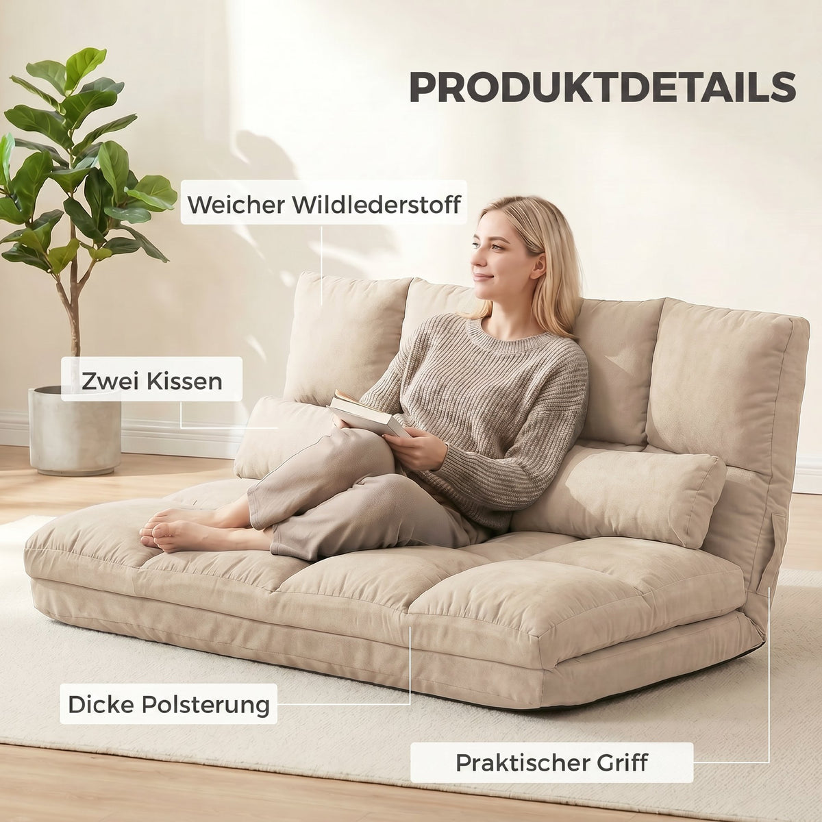2-in-1-Bodensessel mit verstellbarer Rückenlehne