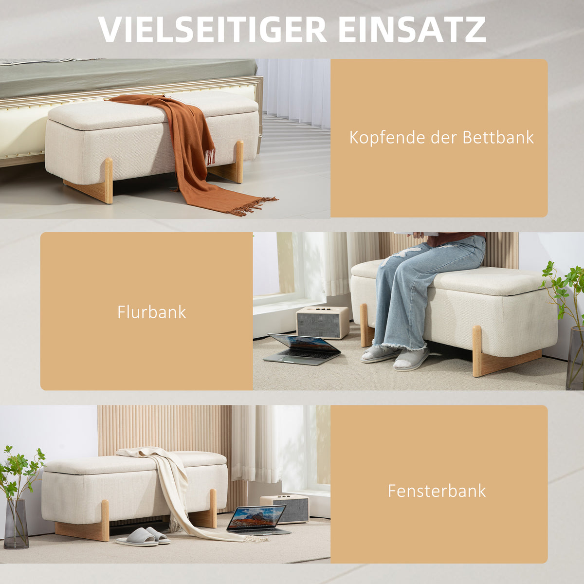 Gepolsterte Sitztruhe mit Stauraum