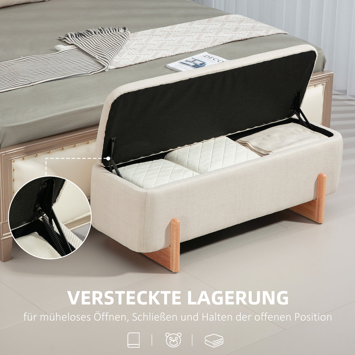 Gepolsterte Sitztruhe mit Stauraum