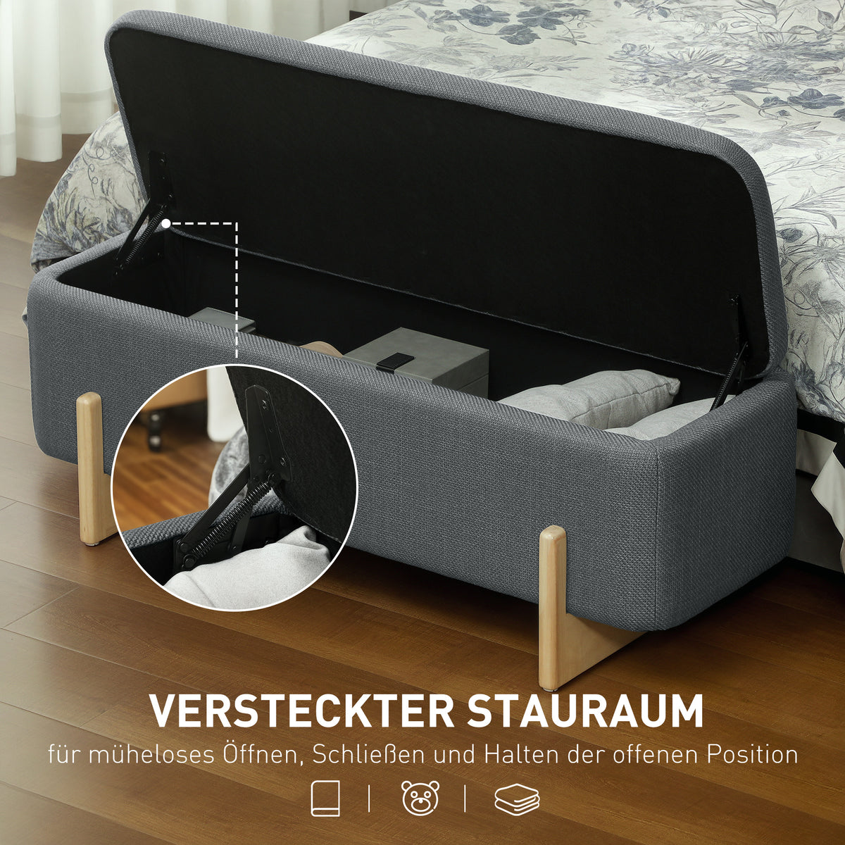 Gepolsterte Sitztruhe mit Stauraum