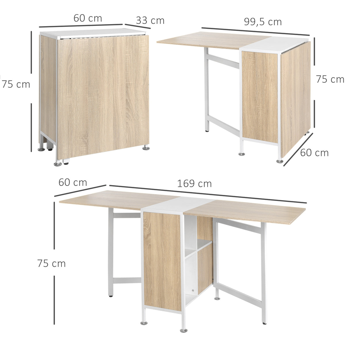 Klapptisch mit vier Ablagefächern