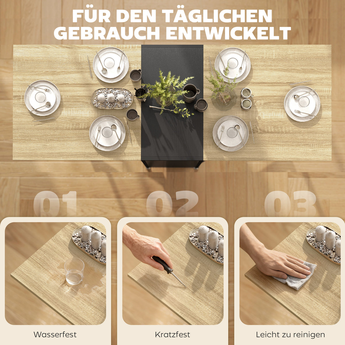 Klapptisch mit vier Ablagefächern