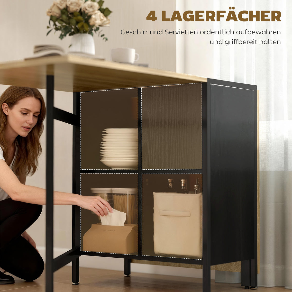 Klapptisch mit vier Ablagefächern