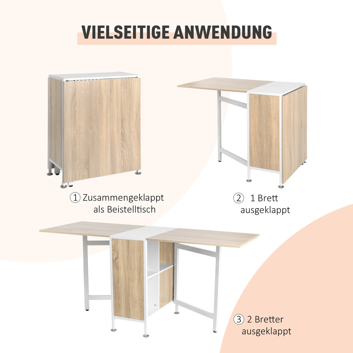 Klapptisch mit vier Ablagefächern