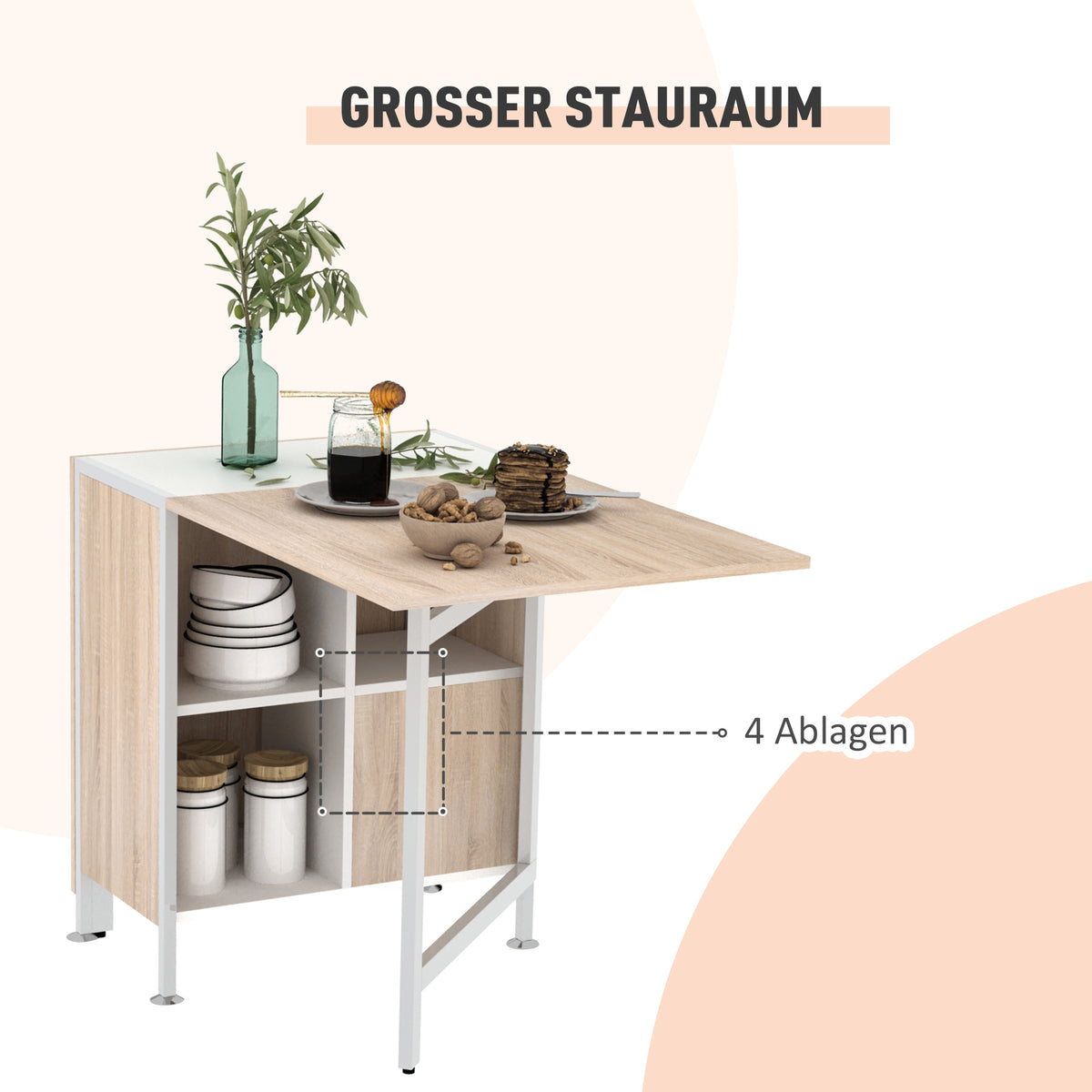 Klapptisch mit vier Ablagefächern