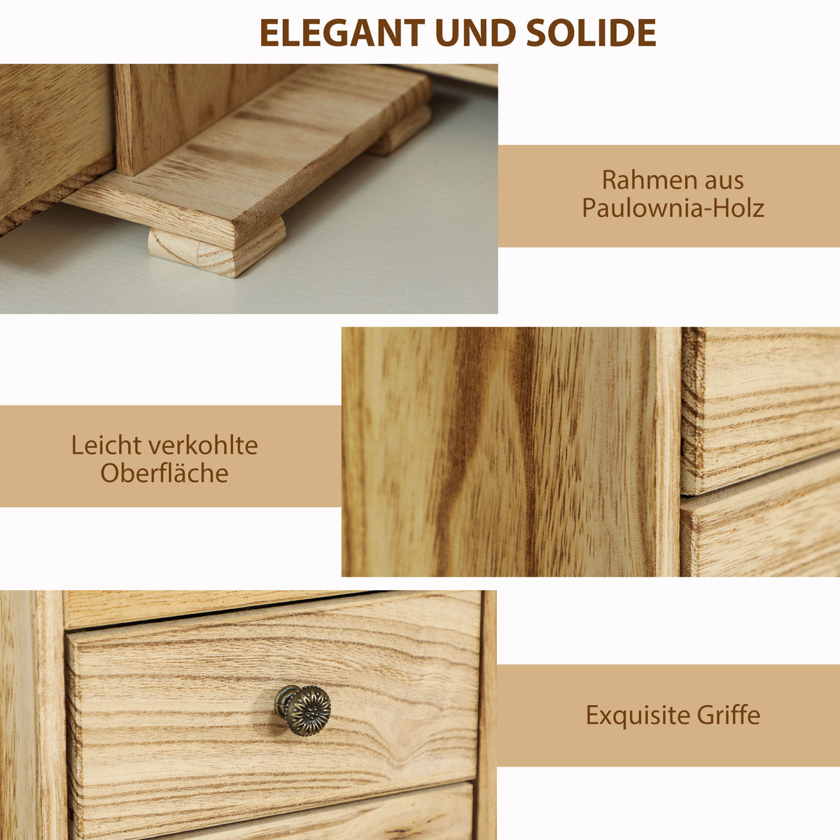Schmuckbox aus Holz mit vier Ebenen und Spiegel