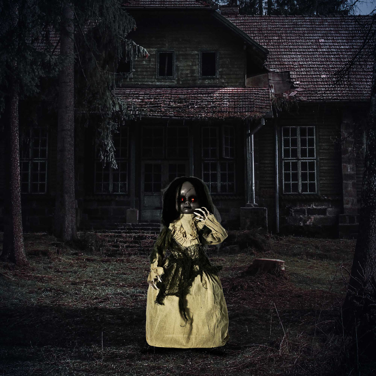 Animierte Halloween-Dekoration mit Sound und roten Augen